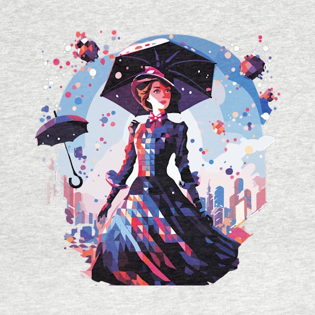 Bright Cyberpunk Mary Poppins Original Lineart by Unicorn Formula